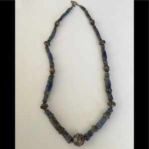 Olde Sterling Hand Cut Aztec Jade Sodalite Beads